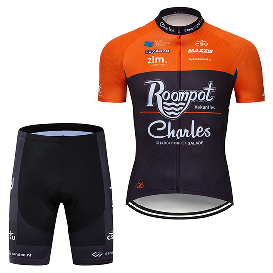 2019 Maillot Roompot Charles Tirantes Mangas Cortas Naranja Negro